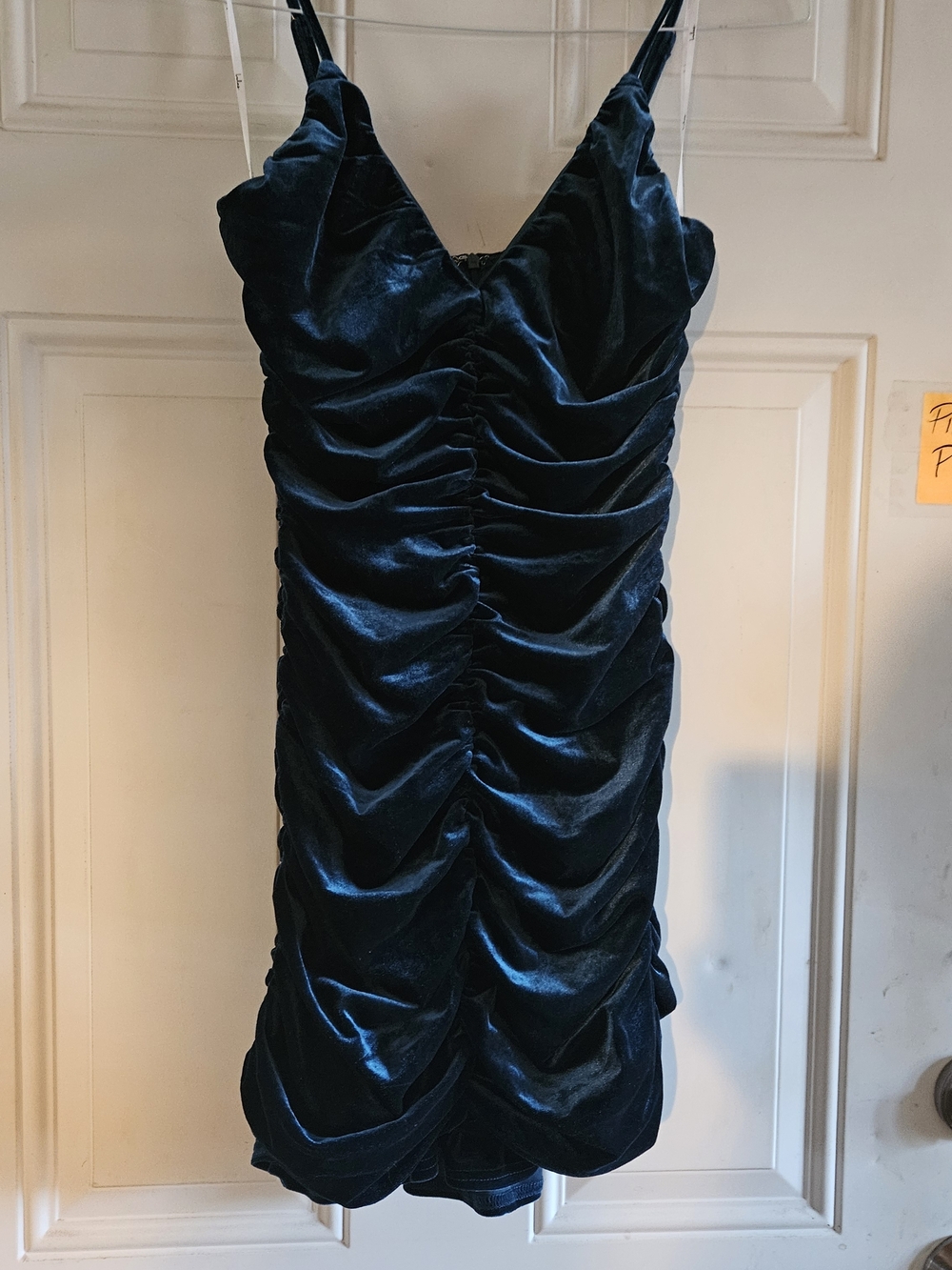 Lulu's Dark Teal Ruched Velvet Mini Dress